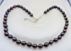 Tahitian Cultured Pearl Necklace Silver Clasp New With Gift Box