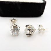 Moissanite Stud Earrings Sterling Silver New With Gift Pouch