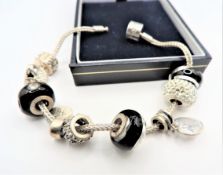 Rhona Sutton Designer 925 Sterling Silver Murano Charm Bracelet With Gift Pouch