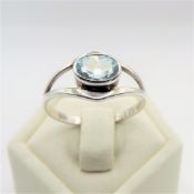Sterling Silver Swiss Blue Topaz Ring New With Gift Pouch