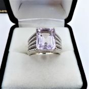 Rose de France Amethyst Ring 5 Carats Sterling Silver New With Gift Pouch