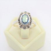 Sterling Silver Swiss Blue Topaz Ring New With Gift Pouch