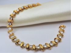 Gold On Sterling Silver White Gemstone Bracelet New With Gift Box