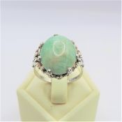 Artisan Silver 10CT Cabochon Amazonite Gemstone Ring
