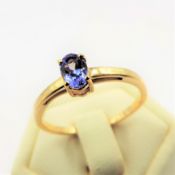 18k Gold On Sterling Silver Tanzanite Ring New With Gift Pouch