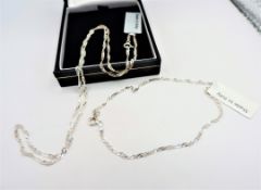 Italian Sterling Silver Necklace and Bracelet Set New With Gift Pouch