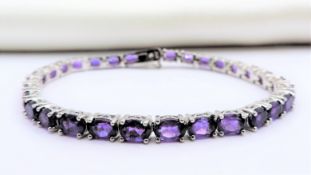 Amethyst Tennis Bracelet 13.5 Carats Sterling Silver New With Gift Box