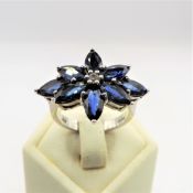 Sterling Silver 6CT Sapphire Ring New With Gift Box