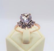 Rose Gold On Sterling Silver Rose de France Amethyst Ring