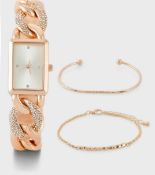 Brand New Women Stone Bracelet Watch and Bracelet Gift Set