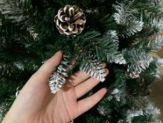 1 x Christmas Tree Artificial With Snow Frosted Tips and Pine Cones 5ft
