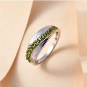 NEW!! Green Diamond Ring in Platinum Overlay Sterling Silver