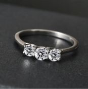 NEW! 0.50 Carat SGL Certified Diamond I2-I3/G-H Trilogy Ring in 9K White Gold