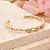 NEW! Simulated Diamond 3 Moveable Flower Bangle