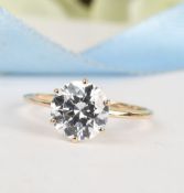 NEW!! J Francis 9K Yellow Gold Solitaire Ring Made with SWAROVSKI ZIRCONIA