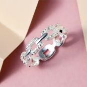 NEW!! Diamond Link Band Ring in Sterling Silver