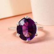 NEW!! African Amethyst Solitaire Ring in Platinum Overlay Sterling Silver