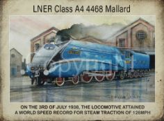 Mallard LNER Class A4 4468 locomotive Breaks Speed Record 1938 Metal Wall Art-1