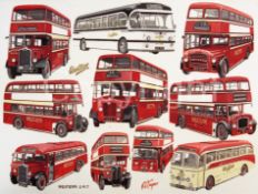 Western S.M.T Multi Bus Montage Large Metal Wall Art.