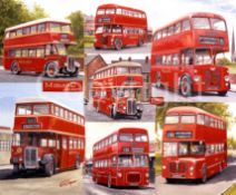 Midland Red Bus Deckers Montage Large Metal Wall Art.