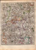 Birmingham Wolverhampton Warwick Stratford on Avon - John Cary’s Antique 1794 Map.