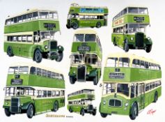 Southdown Double Deckers Bus Montage Large Metal Wall Art