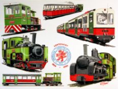 Snowdon Mountain Range Trains Montage Large Metal Wall Art.