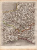 Devon, Dorset, Taunton, Glastonbury, Wells John Cary’s Antique 1794 Map.