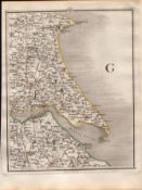 Humber Estuary York's Linc's Grimsby Hull - John Cary’s Antique 1794 Map.
