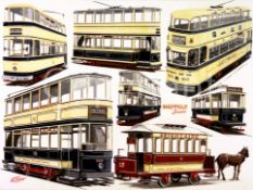 Sheffield Multi Trams Montage Large Metal Wall Art.