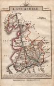 Lancashire John Cary’s 1792 Antique George III Coloured Engraved Map.