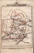 Monmouthshire John Cary’s 1792 Antique George III Coloured Engraved Map.