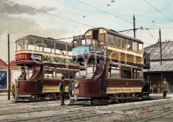 Birkenhead Trams at Woodside Ferry 1930’sLarge Metal Wall Art.