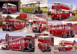 Potteries Motor Transport Bus Montage Large Metal Wall Art.