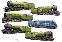 Top Links LNER Steam Trains Montage Large Metal Wall Art
