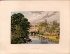 Warwick Castle Warwickshire Gilt-Edge Coloured Antique Book Plate.