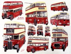 St Helens Nostalgic Bus Montage Large Metal Wall Art.