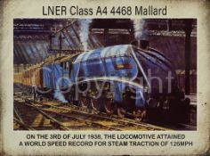 Mallard LNER Class A4 4468 locomotive Breaks Speed Record 1938 Metal Wall Art-2