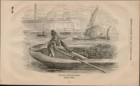 London Victorian Thames Lightermen Antique 1864 Henry Mayhew Print