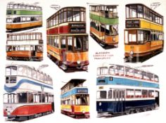 Glasgow Corporation Eight Trams Montage -Large Metal Wall Art.