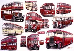 Lancashire Ribble Bus Nostalgic Montage Large Metal Wall Art.