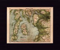 Firth of Clyde Scotland Coloured Mounted Antique Edward VIII Map.