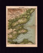 Fife & Forfar Scotland Coloured Mounted Antique Edward VIII Map.