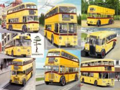 Bournemouth Corporation Bus Montage Large Metal Wall Art.