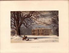 Howsham Hall Yorkshire Gilt-Edge Victorian Coloured Antique Book Plate.