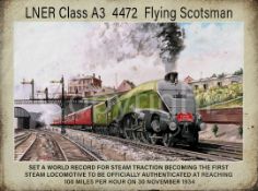 Flying Scotsman Steam Locomotive 4472 1934 World Record Metal Wall Art -1
