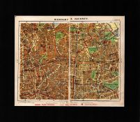 London District Highbury & Hackney Mounted Antique George V Map.