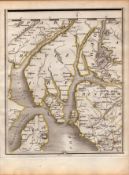 Strathclyde Port Glasgow Greenock - John Cary’s Antique George III 1794 Map.
