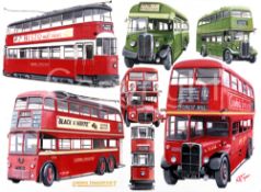 London Transport Trams Trolley Bus And Buses Large Metal Wall Art.