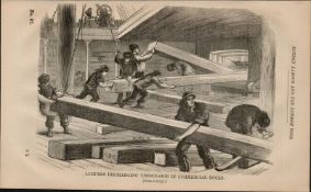 London Victorian Timber Ship Lumpers Antique 1864 Henry Mayhew Print.